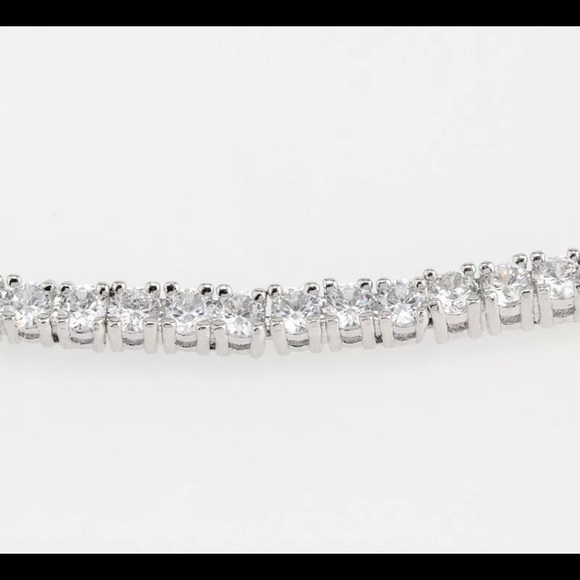 Silver CZ adjustable 1/2 moon tennis bracelet - Picture 3 of 4